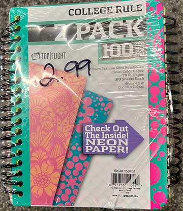 Spiral Bound 2 Pack Notebooks