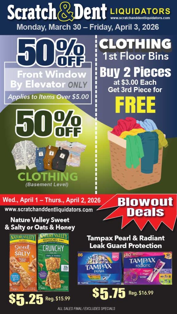 Scratch & Dent Liquidator on Broadway in Fells Point, Baltimore. A Great Discount Store Filled with Bargains for Everyone!